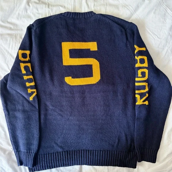 Polo by Ralph Lauren Navy Rugby Bear Sweater - Picture 2 of 2